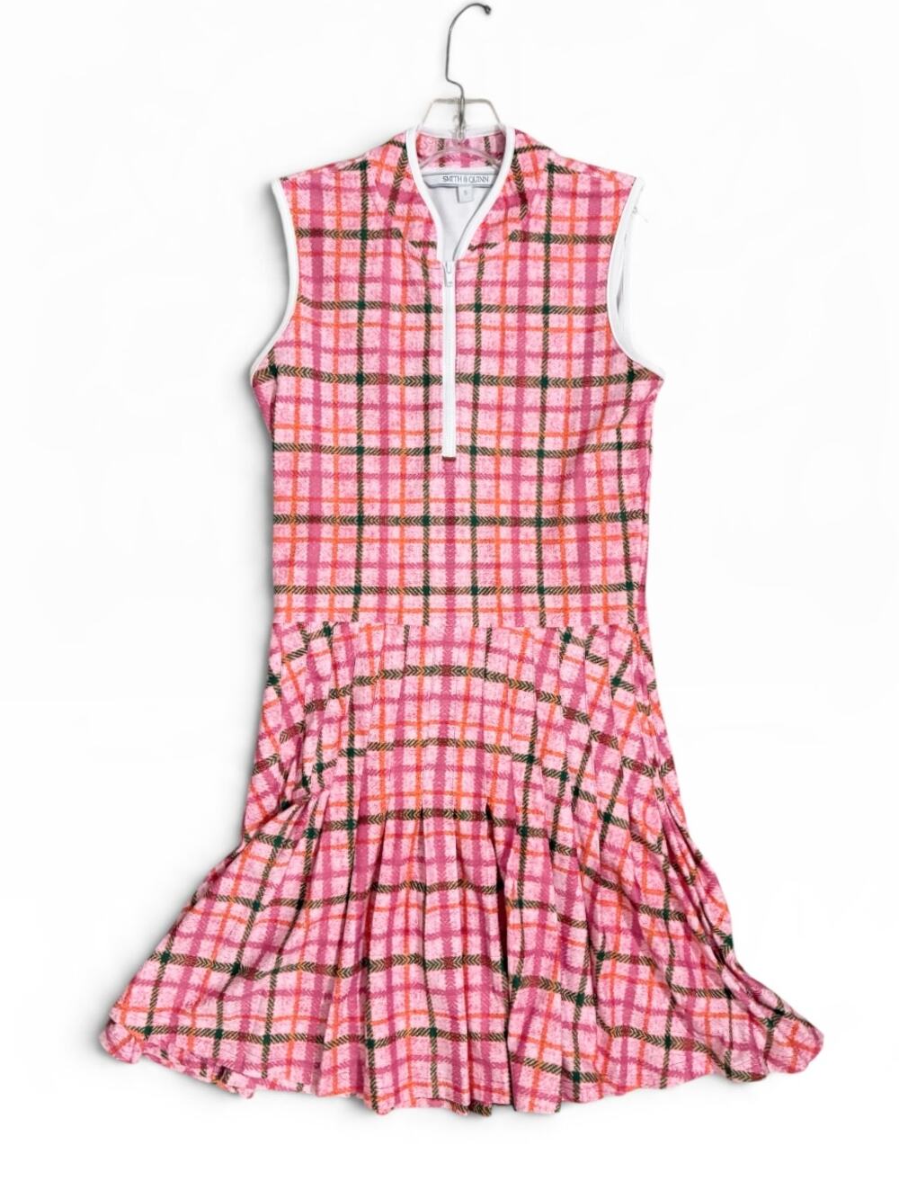 Smith & Quinn Pink Plaid Drop Waist Performance Golf Tennis Dress Size S Small